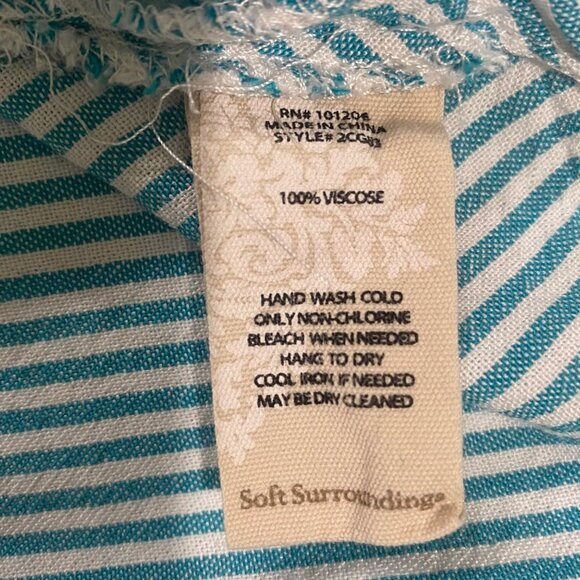 Soft Surroundings Tunic Top Womens Size M Blue Striped Button-Front Asymmetrical - Picture 8 of 11